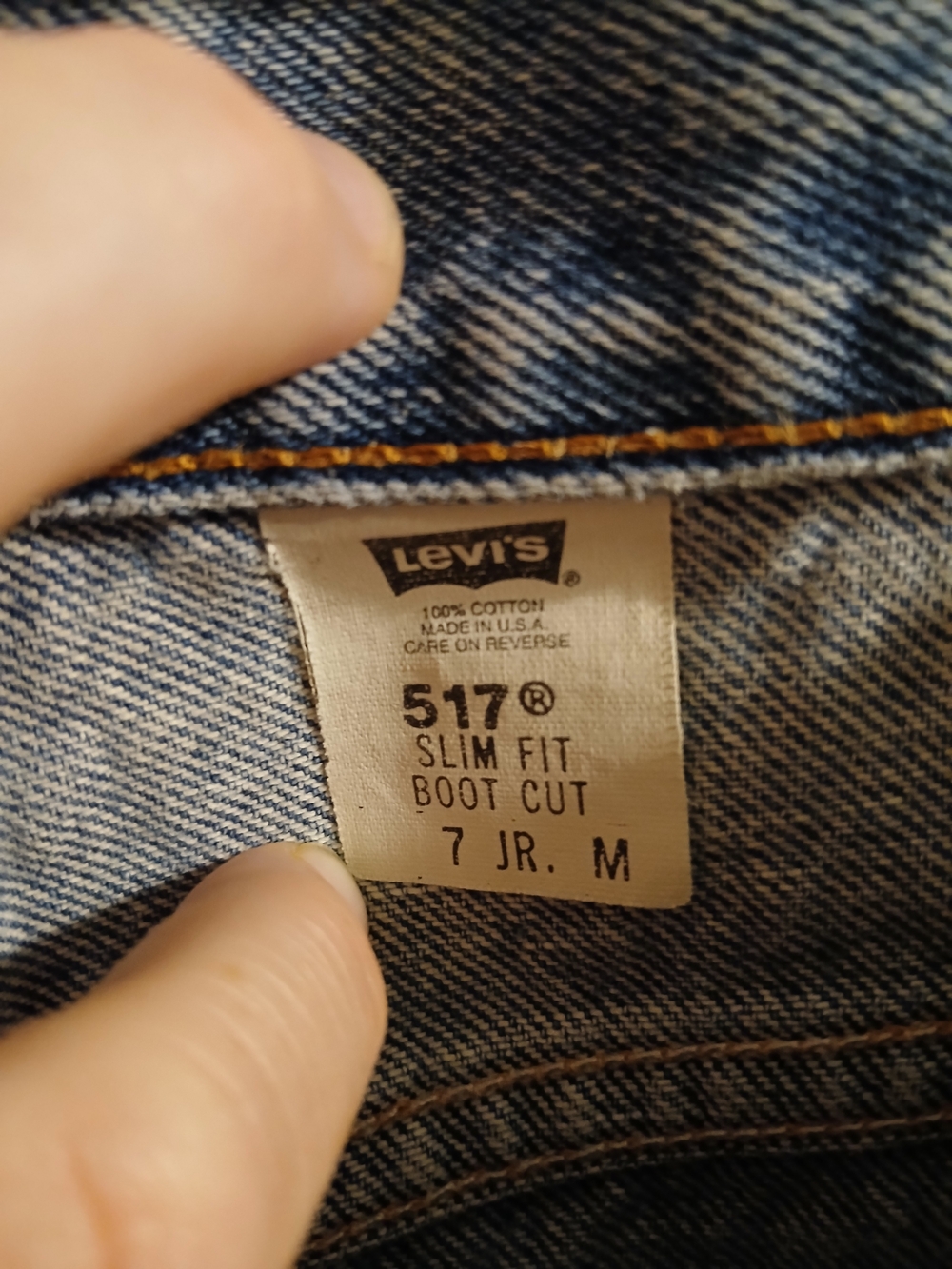 Levi's 517 Slim Fit 7 Juniors Boot Cut Jeans-Blue with Orange Stitching Vintage - Picture 2 of 16
